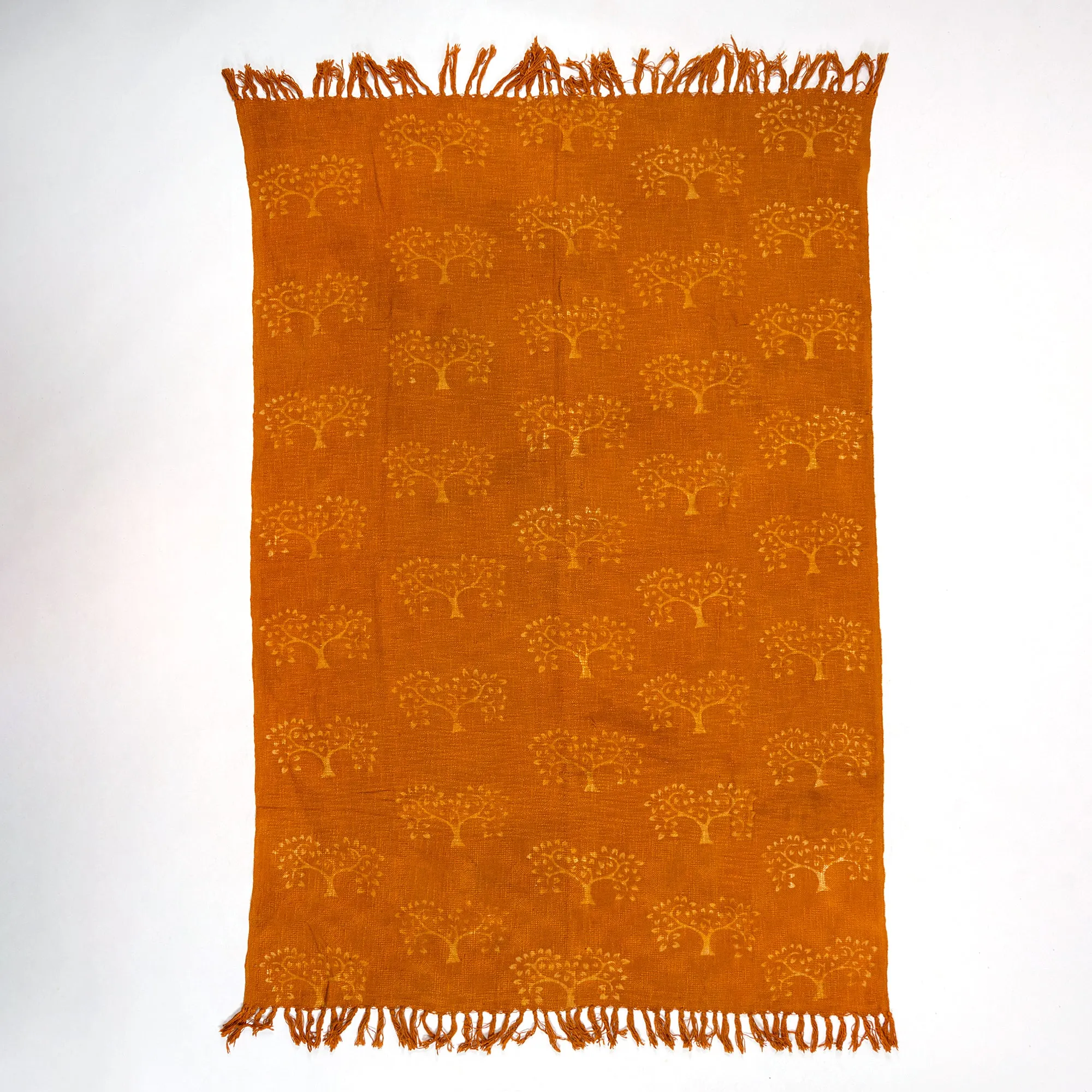 Premium Brown Flower Plant Print Cotton Couch Throws