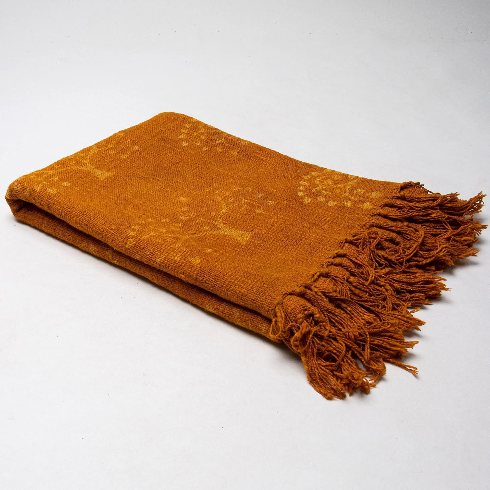 Premium Brown Flower Plant Print Cotton Couch Throws