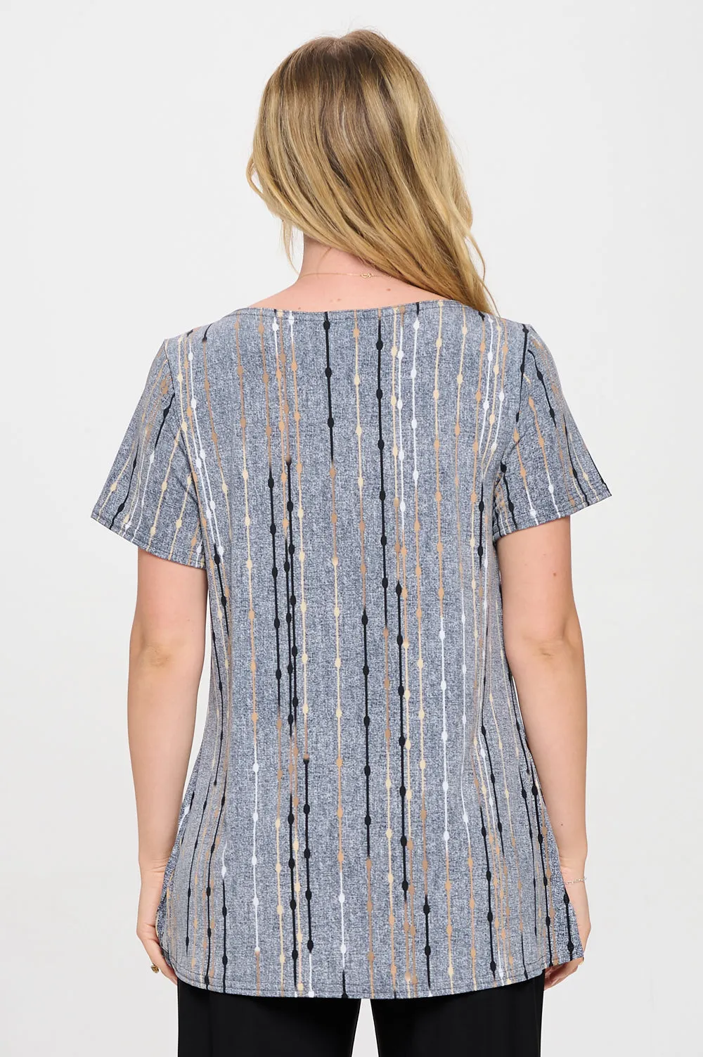 Print Boat Neckline Short Short Sleeve Top-3068HT-SRP1-W399