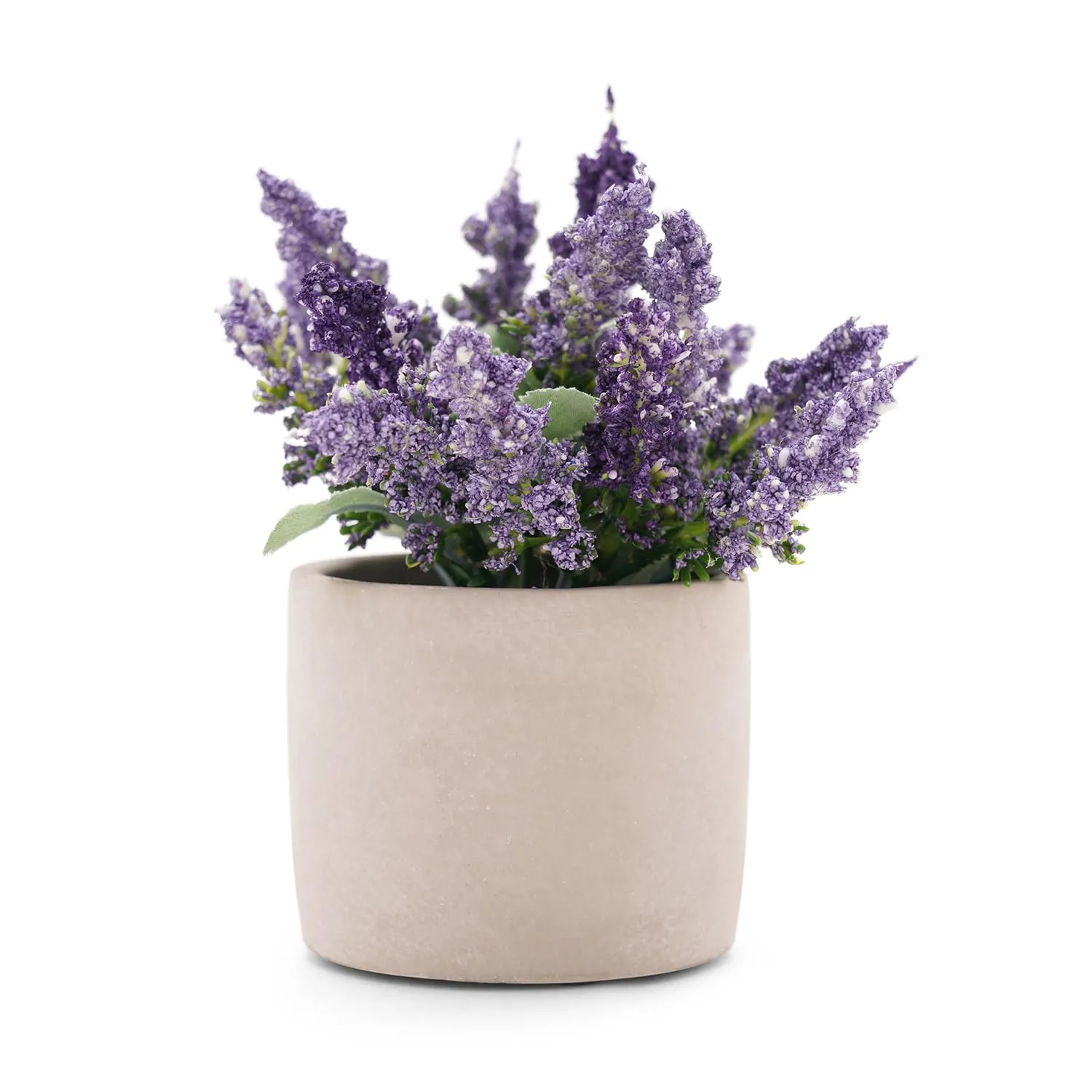 Pure Home and Living Purple Faux Lavender Plant with Cement Pot
