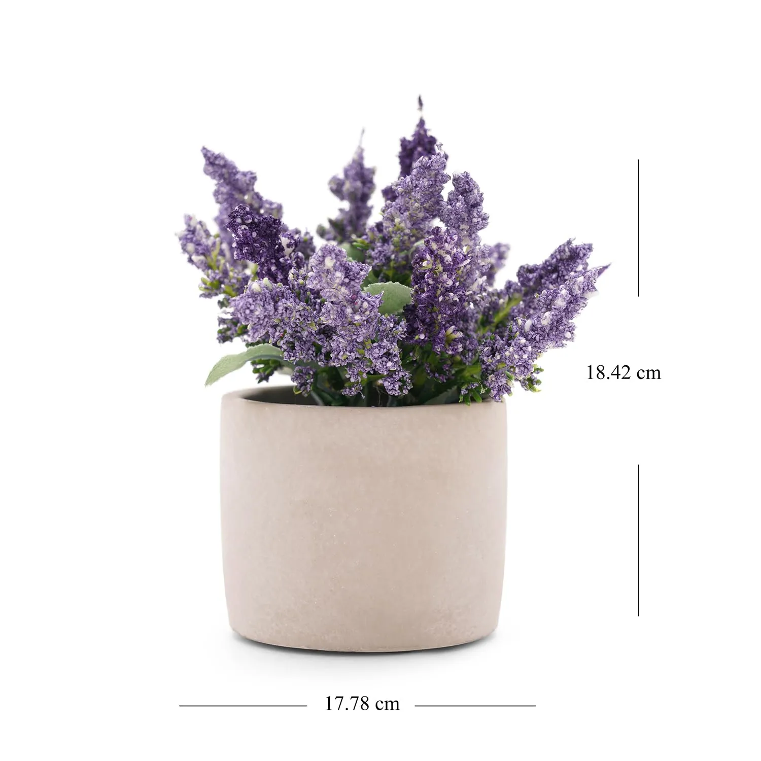 Pure Home and Living Purple Faux Lavender Plant with Cement Pot