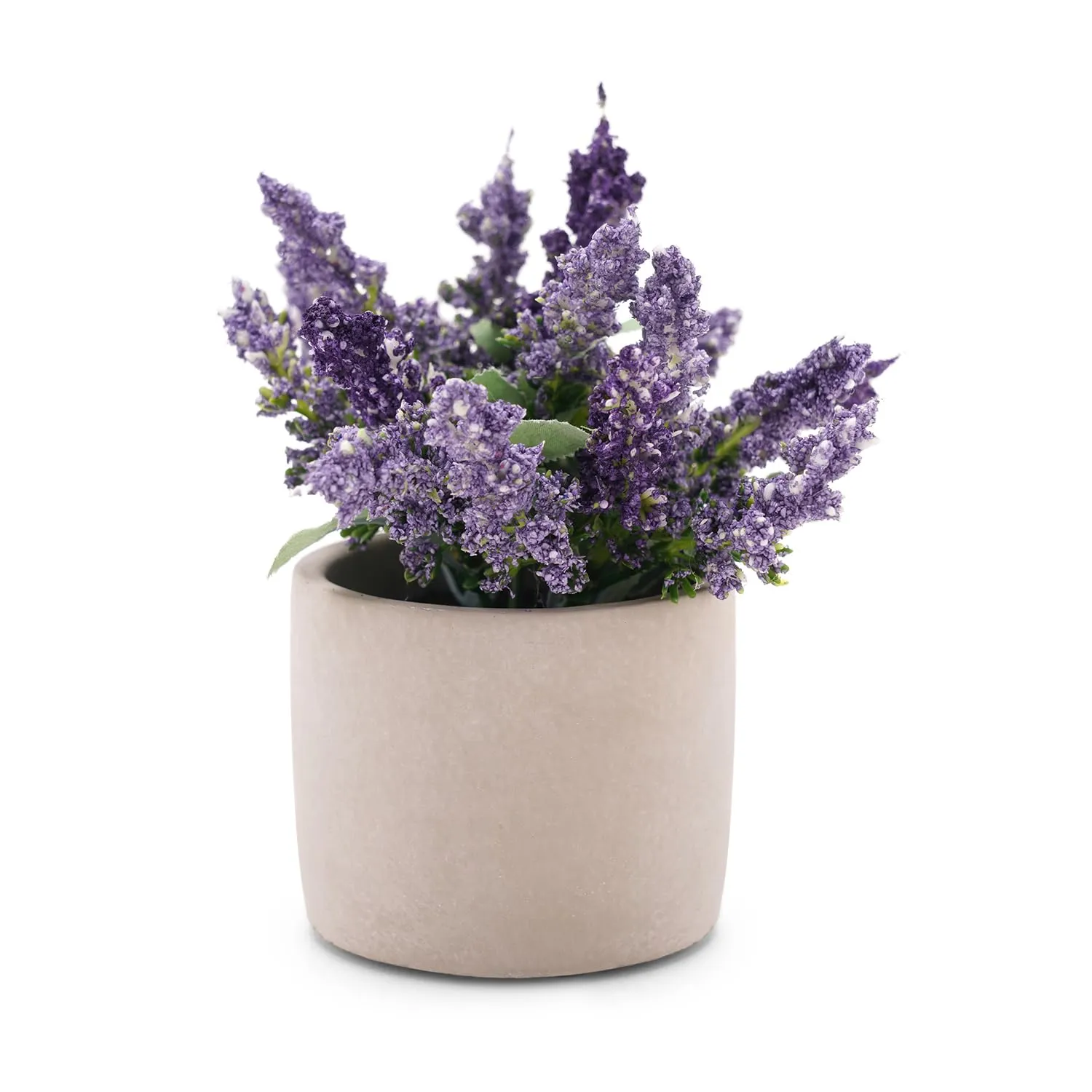 Pure Home and Living Purple Faux Lavender Plant with Cement Pot