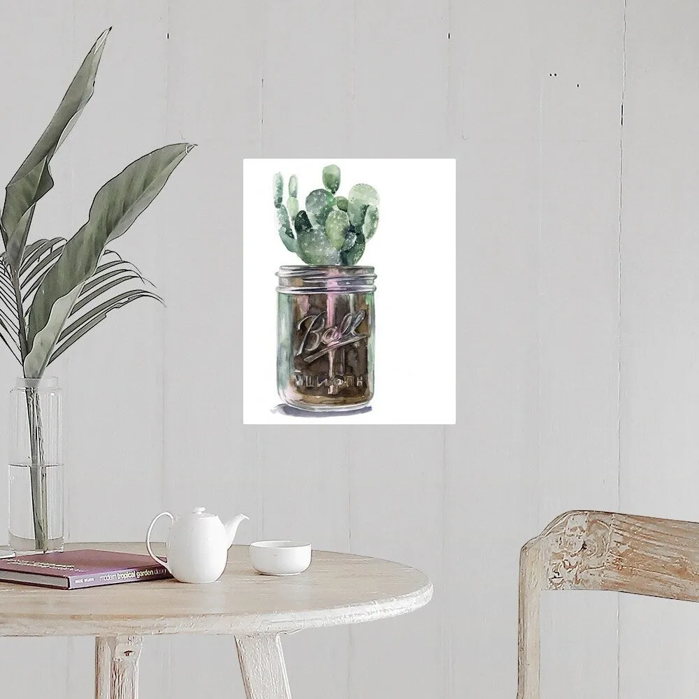 "Cactus Mason Jar II" Poster Print