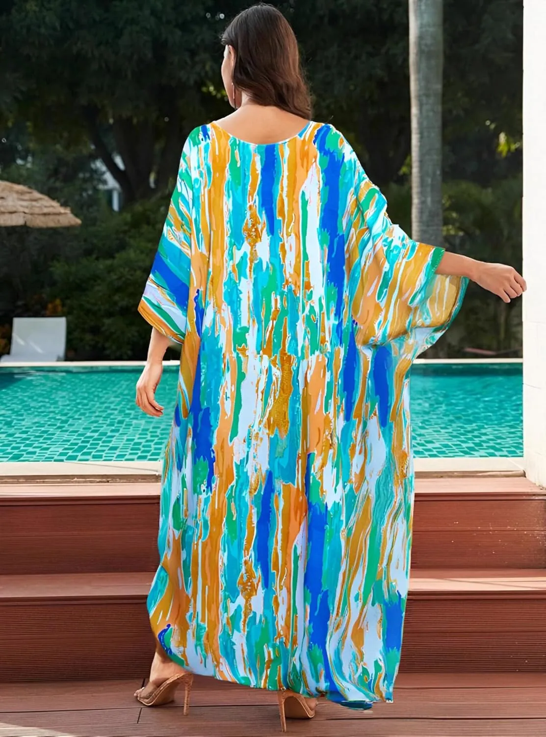 RanRui Women Beach Cover up Caftan Loungewear Swimsuit Cover Up Kaftan Dress