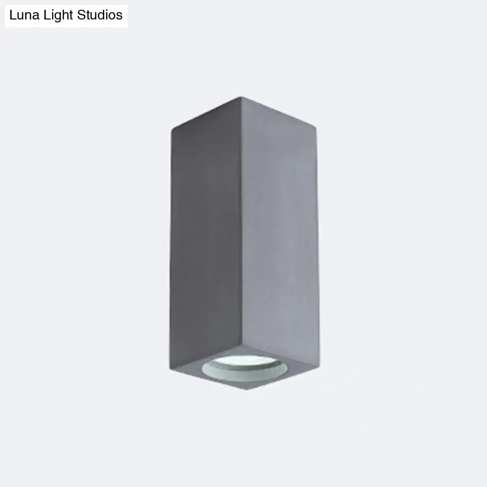 Rectangular LED Flush Mount Ceiling Light - Sleek & Stylish Cement Finish for Bedroom