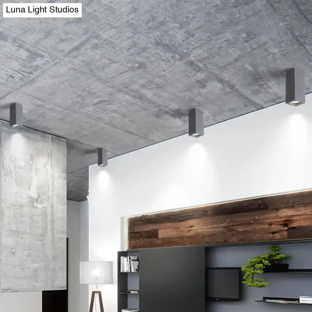 Rectangular LED Flush Mount Ceiling Light - Sleek & Stylish Cement Finish for Bedroom