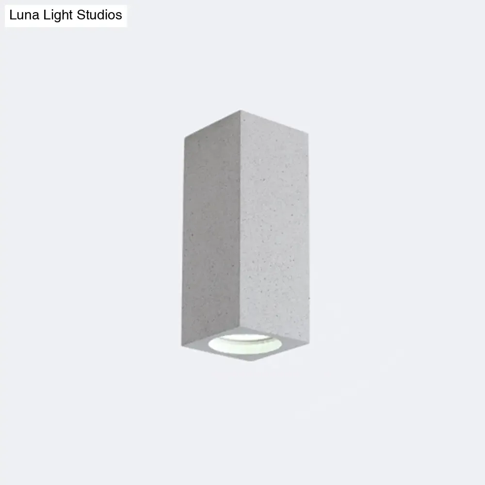 Rectangular LED Flush Mount Ceiling Light - Sleek & Stylish Cement Finish for Bedroom