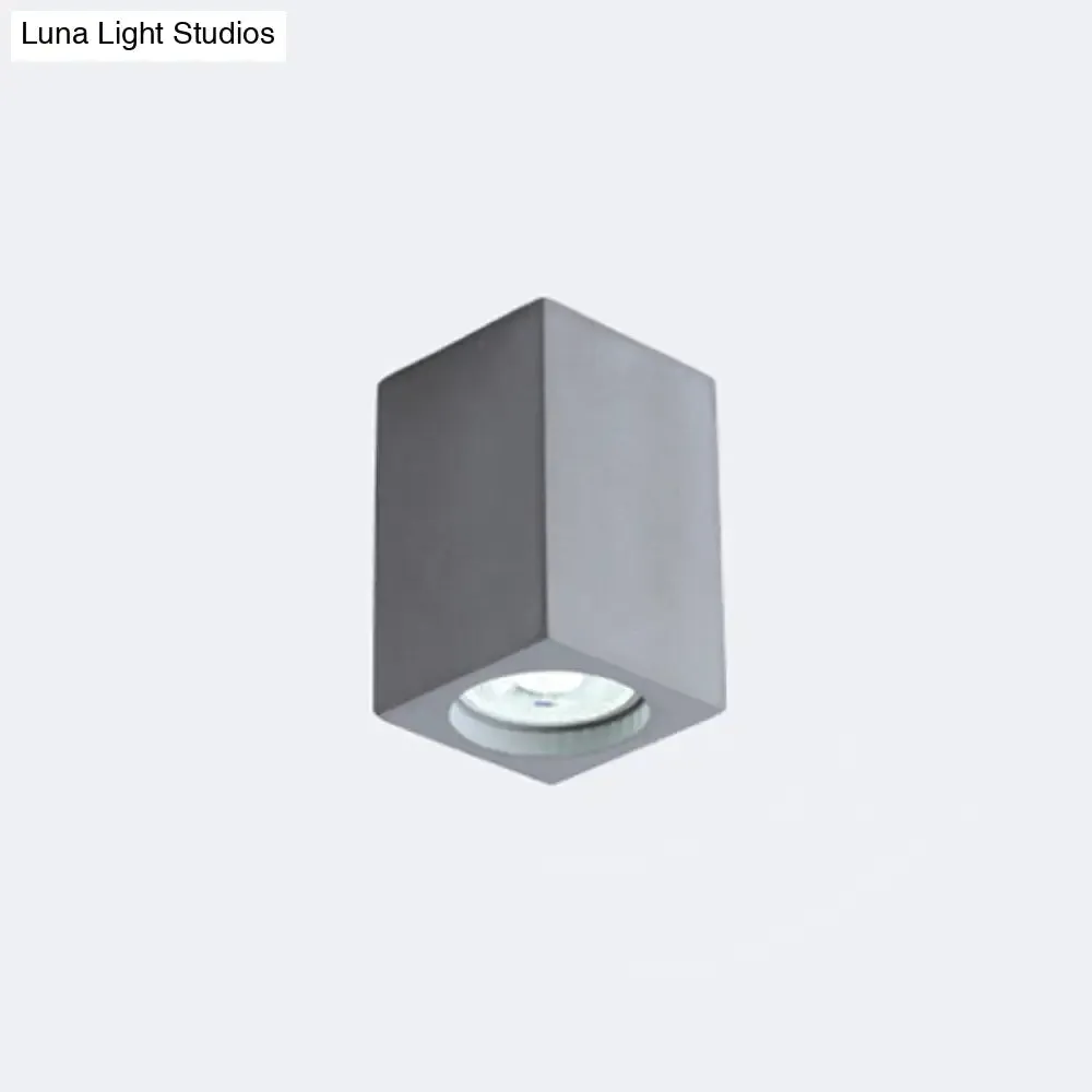 Rectangular LED Flush Mount Ceiling Light - Sleek & Stylish Cement Finish for Bedroom