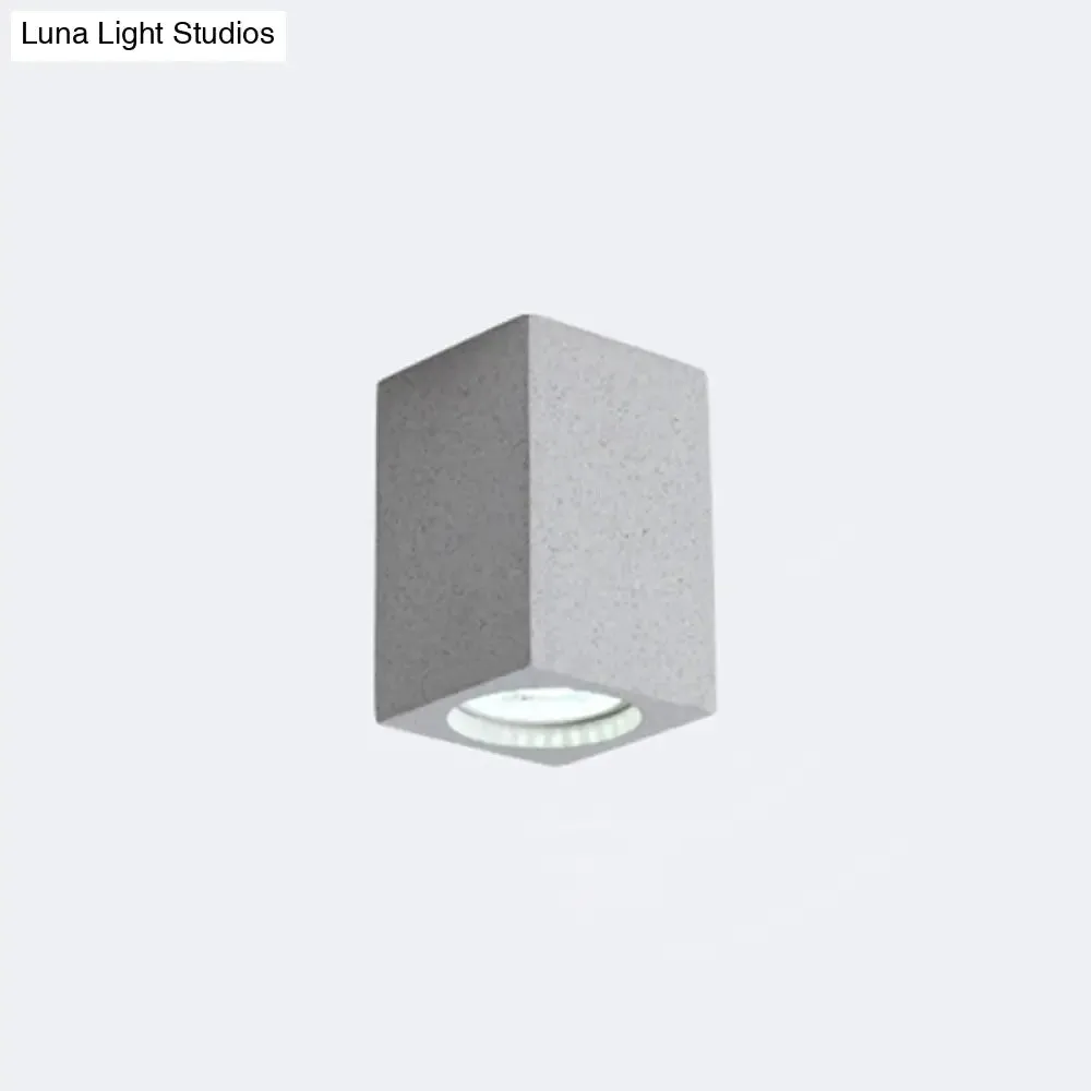 Rectangular LED Flush Mount Ceiling Light - Sleek & Stylish Cement Finish for Bedroom