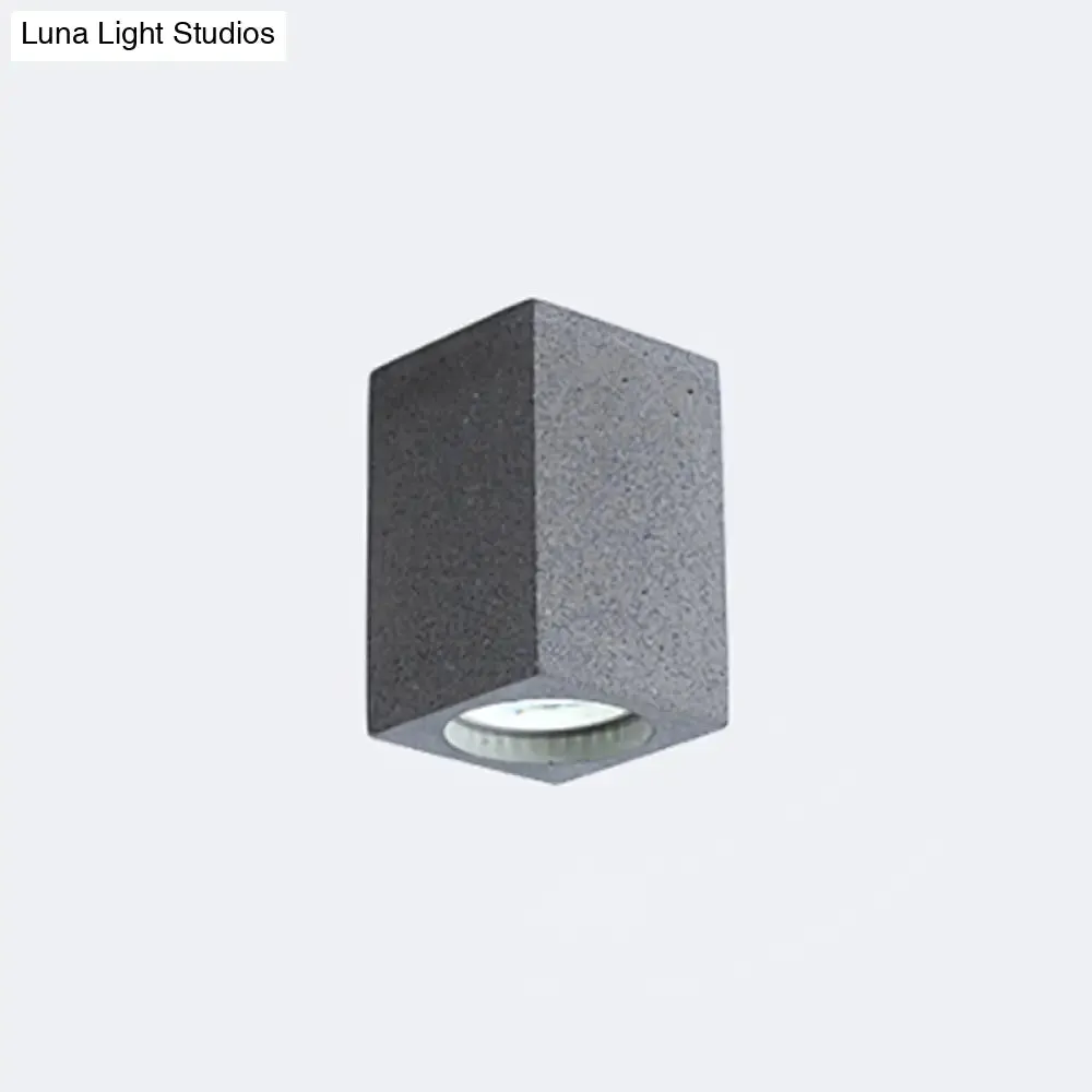 Rectangular LED Flush Mount Ceiling Light - Sleek & Stylish Cement Finish for Bedroom