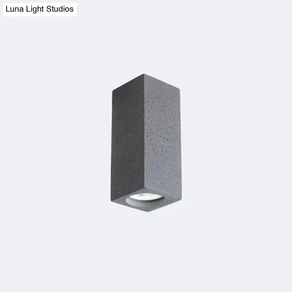 Rectangular LED Flush Mount Ceiling Light - Sleek & Stylish Cement Finish for Bedroom