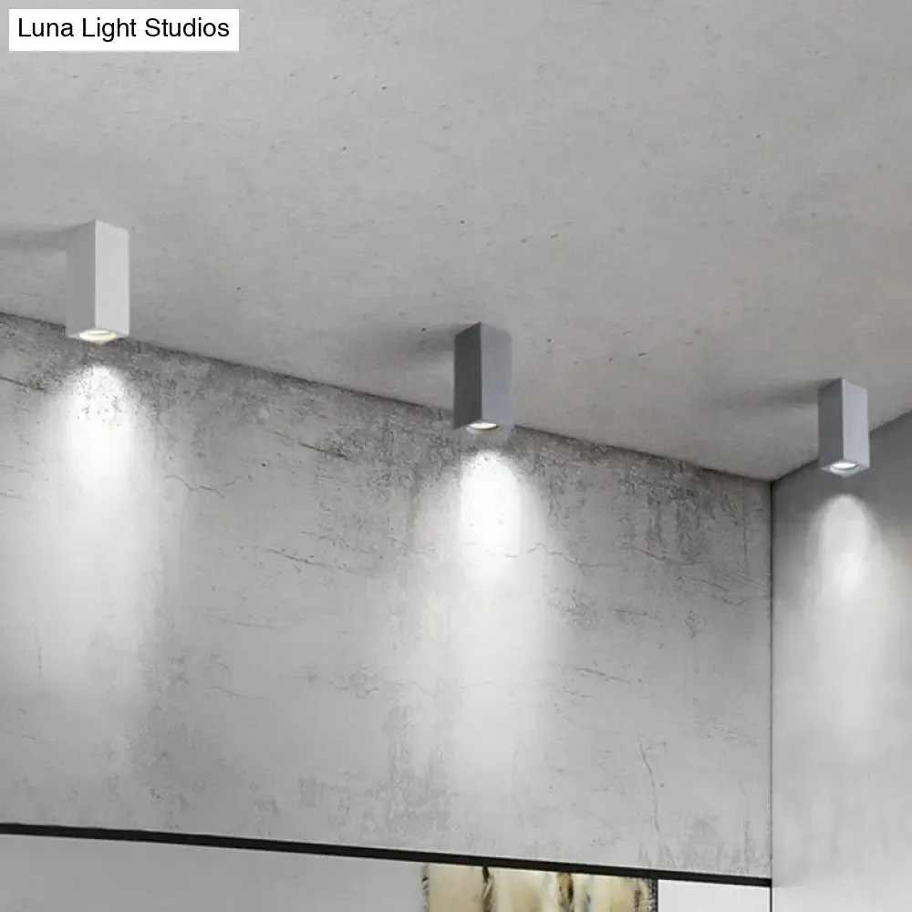 Rectangular LED Flush Mount Ceiling Light - Sleek & Stylish Cement Finish for Bedroom
