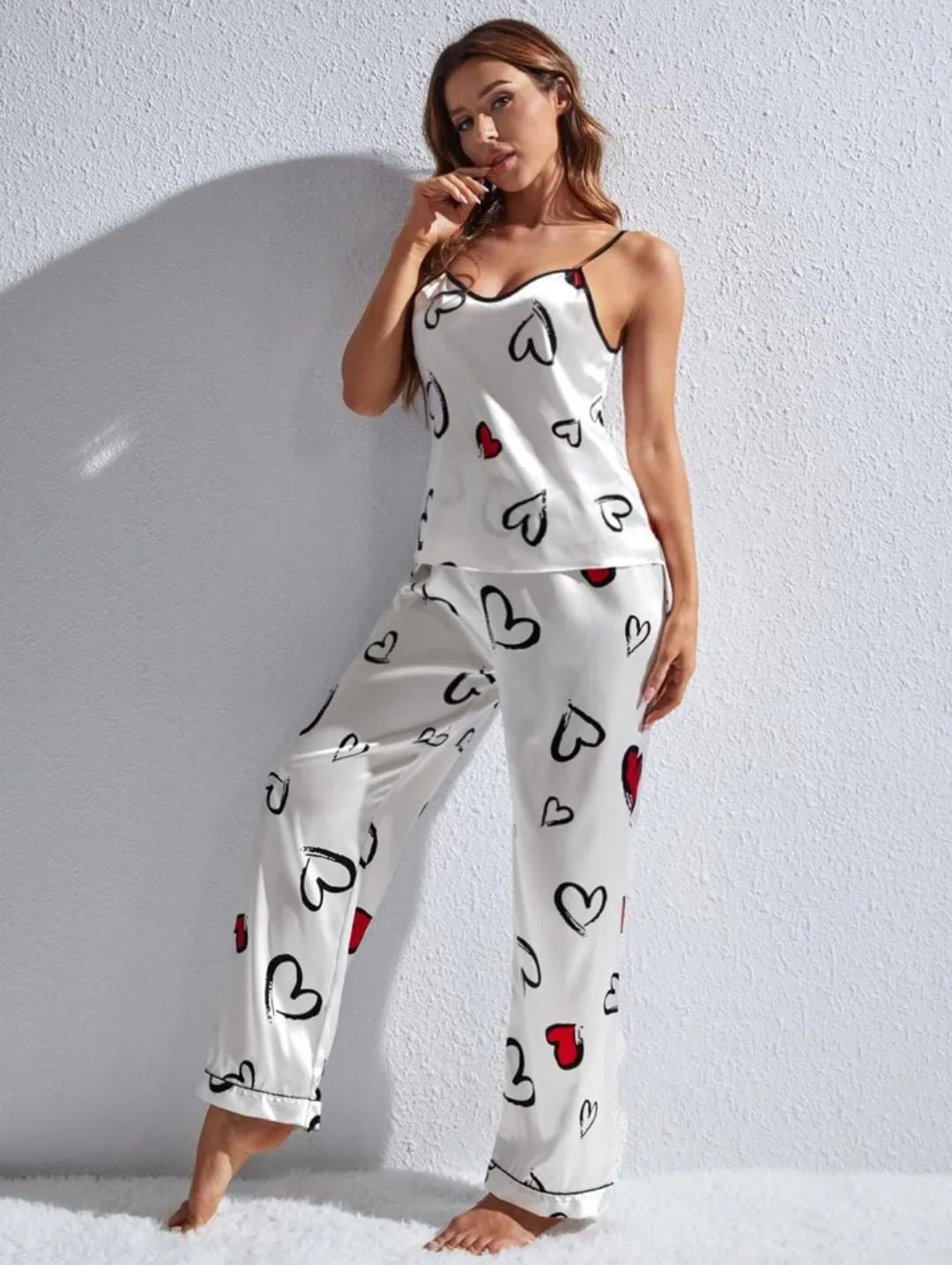 Sajiero Spice Ceder Strap Jumpsuit Printed Hearst White