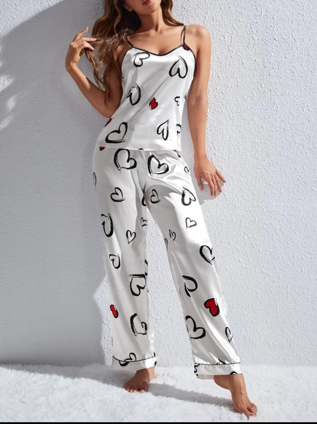 Sajiero Spice Ceder Strap Jumpsuit Printed Hearst White