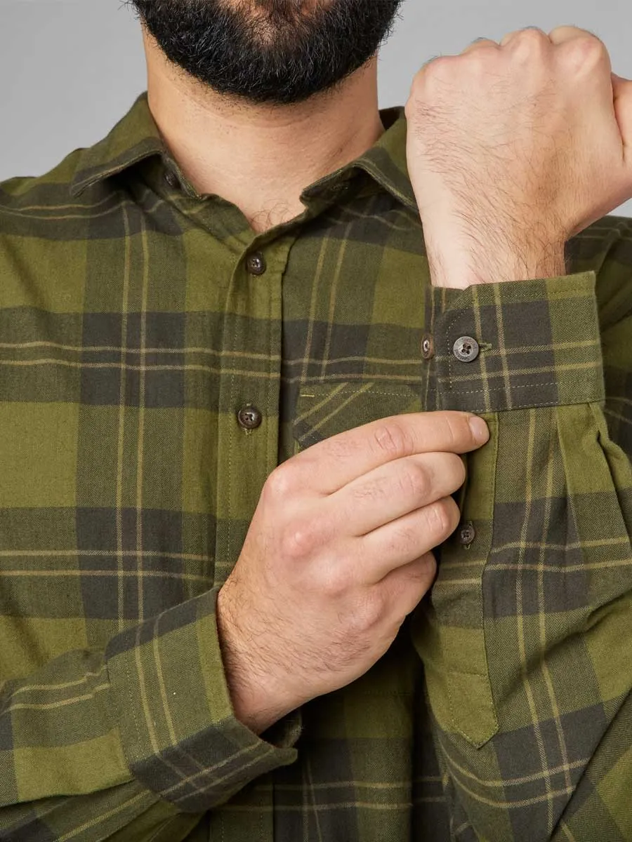SEELAND Highseat Shirt - Mens 100% Cotton - Light Olive Check