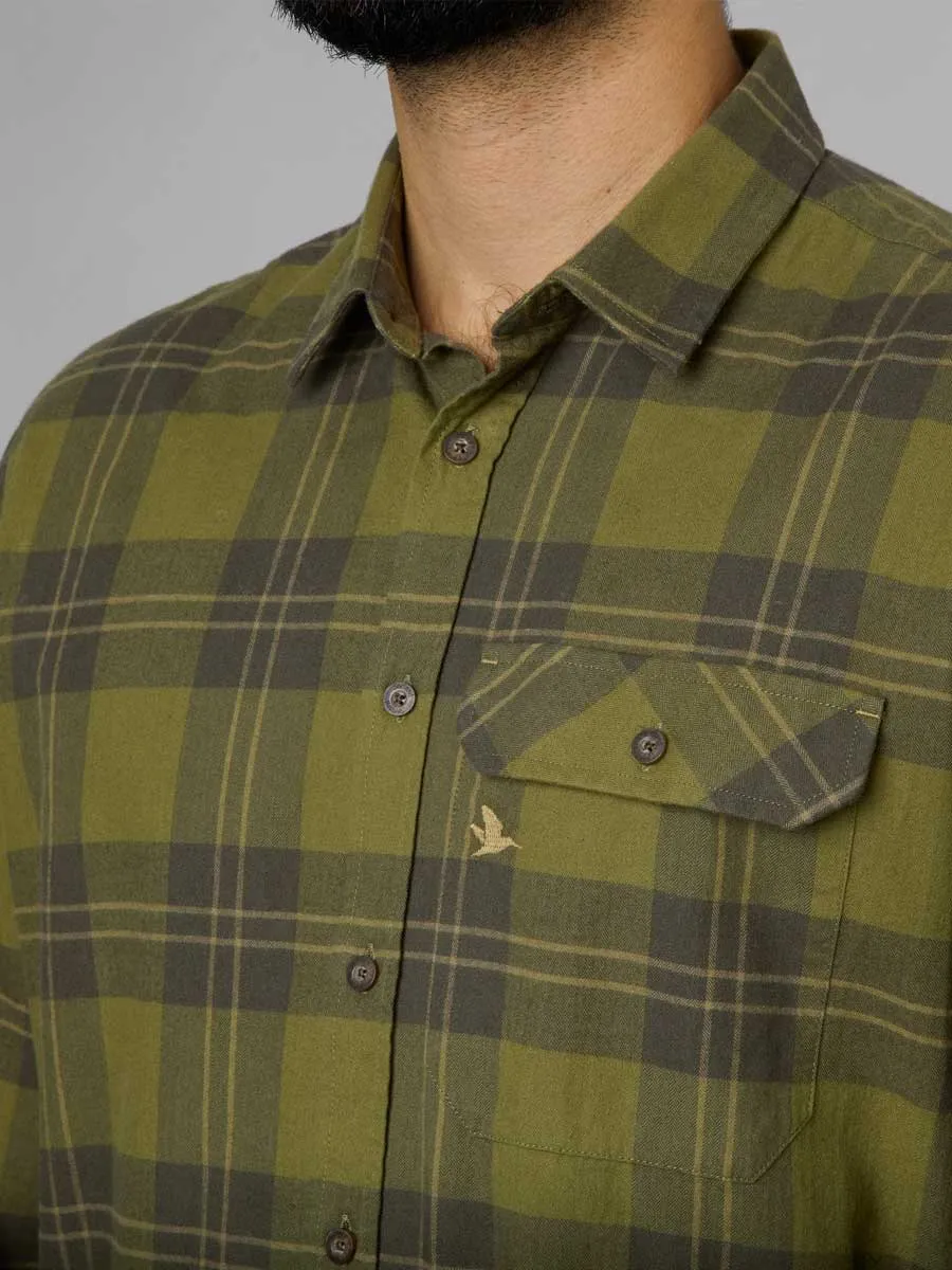 SEELAND Highseat Shirt - Mens 100% Cotton - Light Olive Check