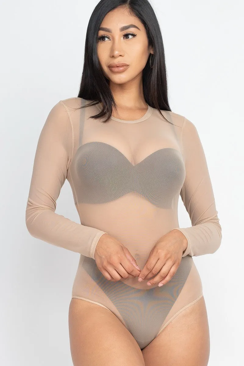 Sexy Sheer Mesh Long Sleeve Bodysuit - 3 colors - Ships from The US