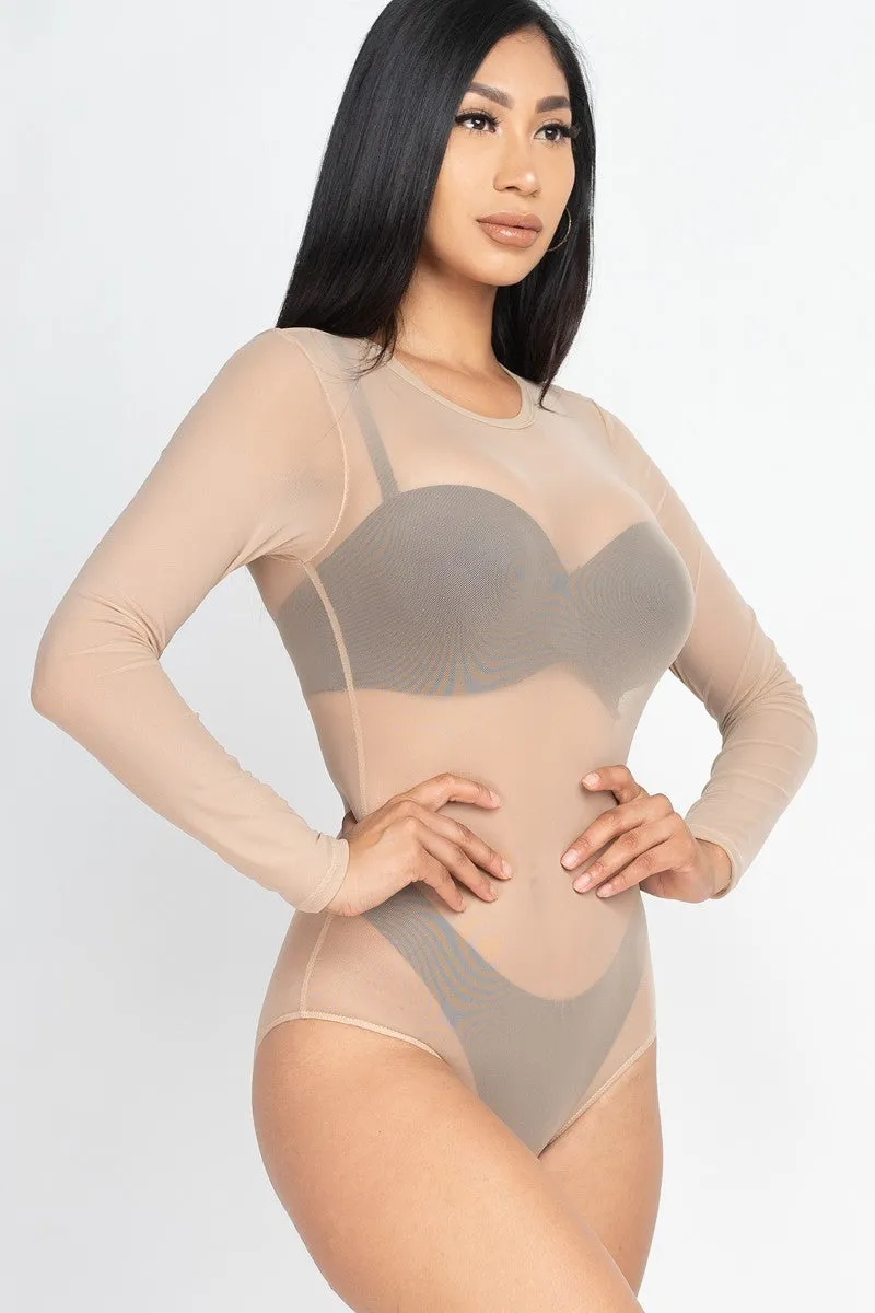 Sexy Sheer Mesh Long Sleeve Bodysuit - 3 colors - Ships from The US