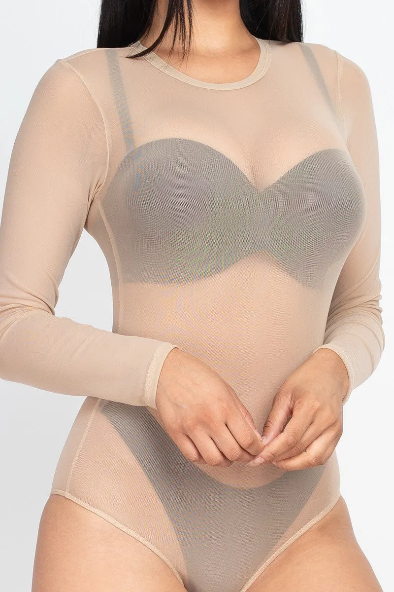 Sexy Sheer Mesh Long Sleeve Bodysuit - 3 colors - Ships from The US