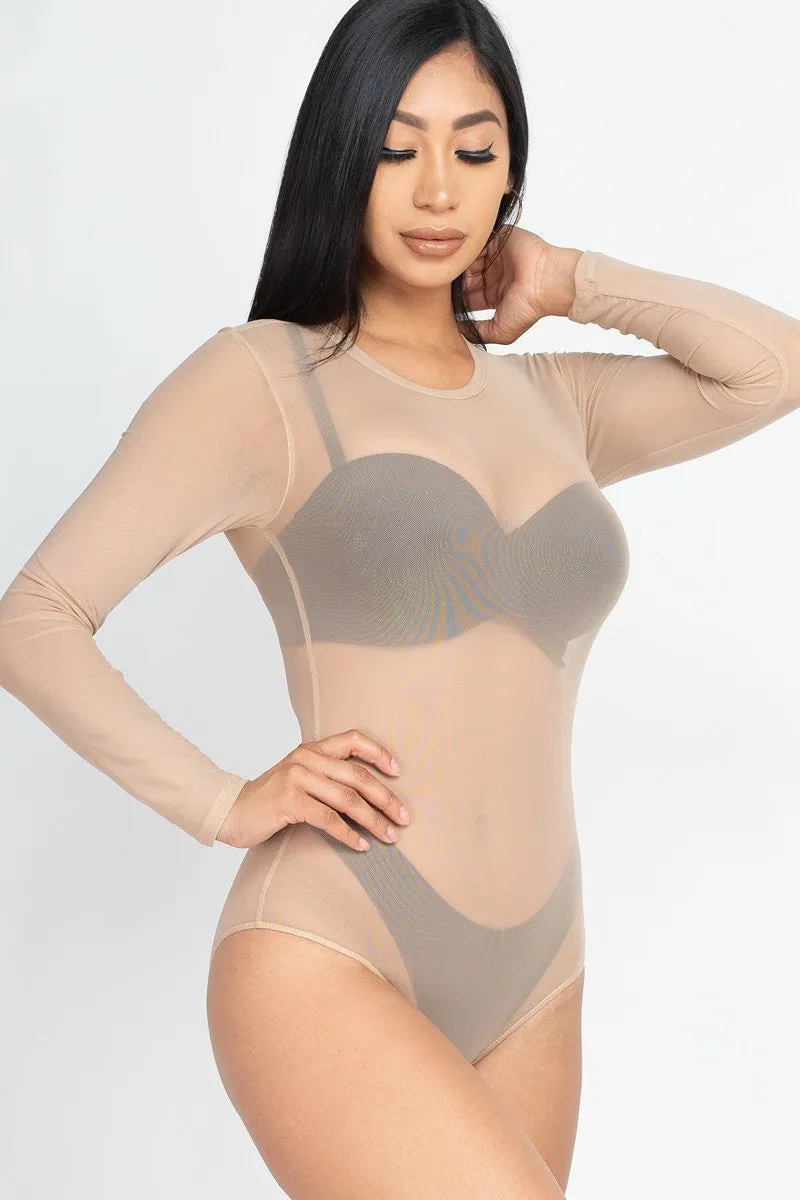 Sexy Sheer Mesh Long Sleeve Bodysuit - 3 colors - Ships from The US