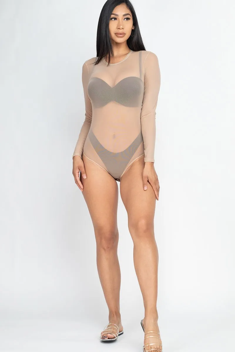 Sexy Sheer Mesh Long Sleeve Bodysuit - 3 colors - Ships from The US