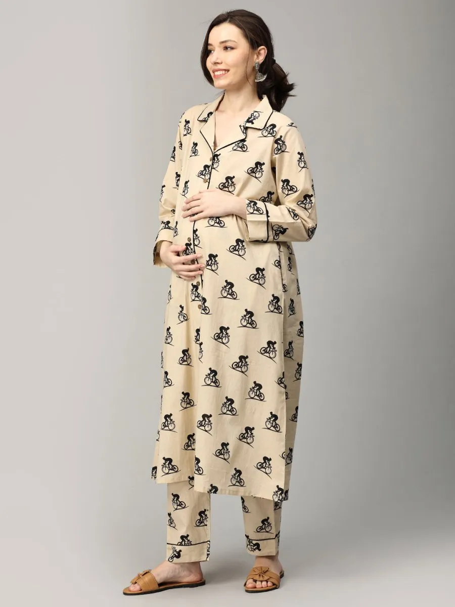 Shadowed Ride Maternity and Nursing Nightwear Set