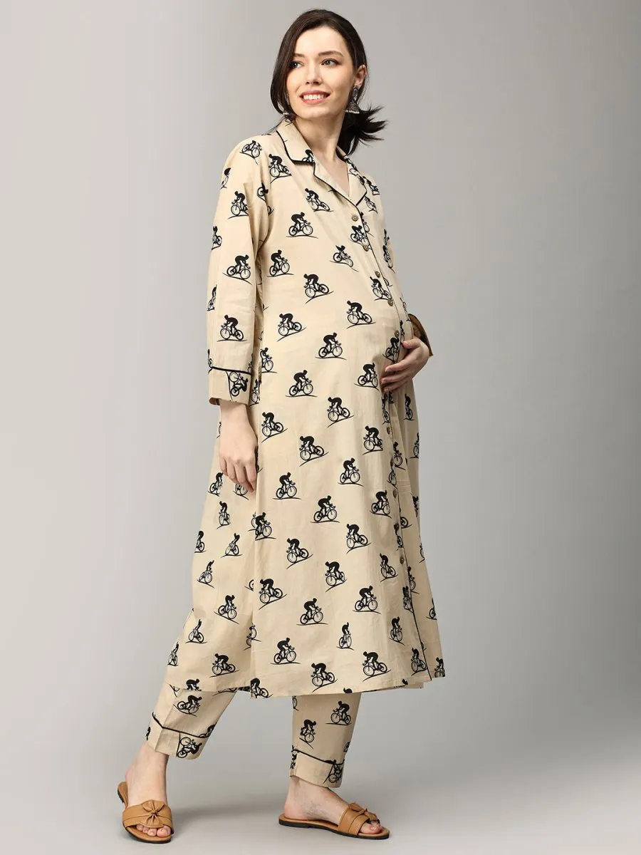 Shadowed Ride Maternity and Nursing Nightwear Set