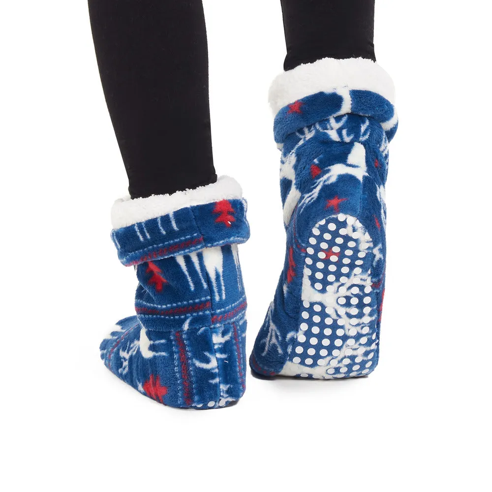 Snuggs Boot Dark Blue Christmas