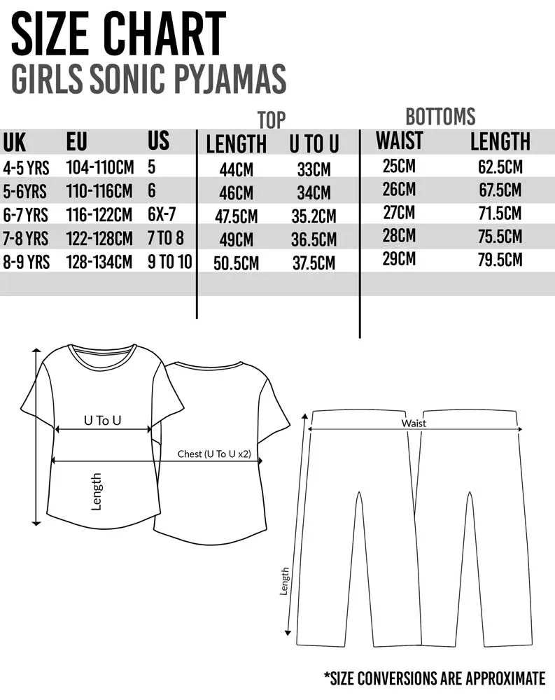 Sonic the Hedgehog Multi-Character Placement & All-Over Print Girls Pink Short Sleeve Long Leg Pyjama Set
