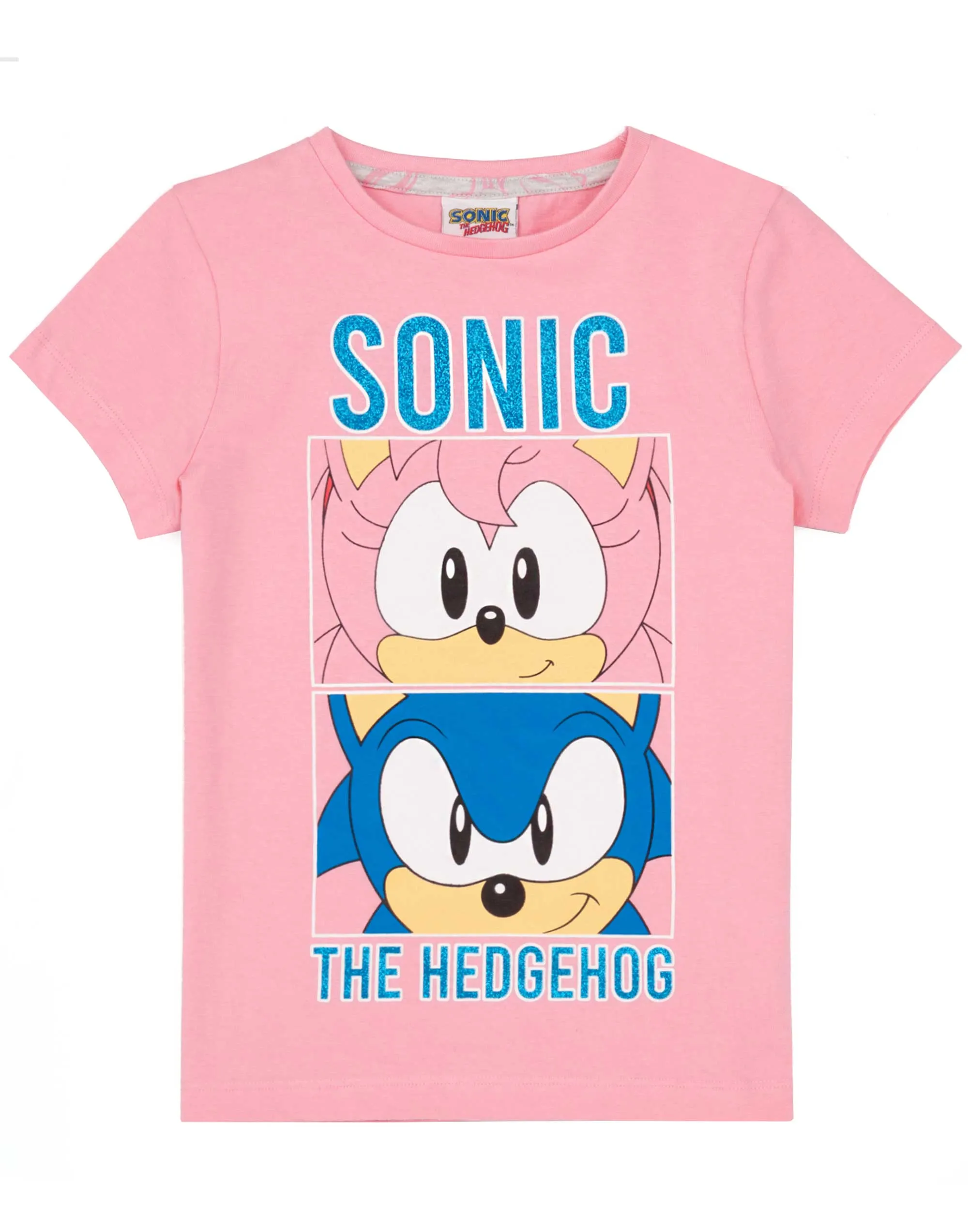 Sonic the Hedgehog Multi-Character Placement & All-Over Print Girls Pink Short Sleeve Long Leg Pyjama Set