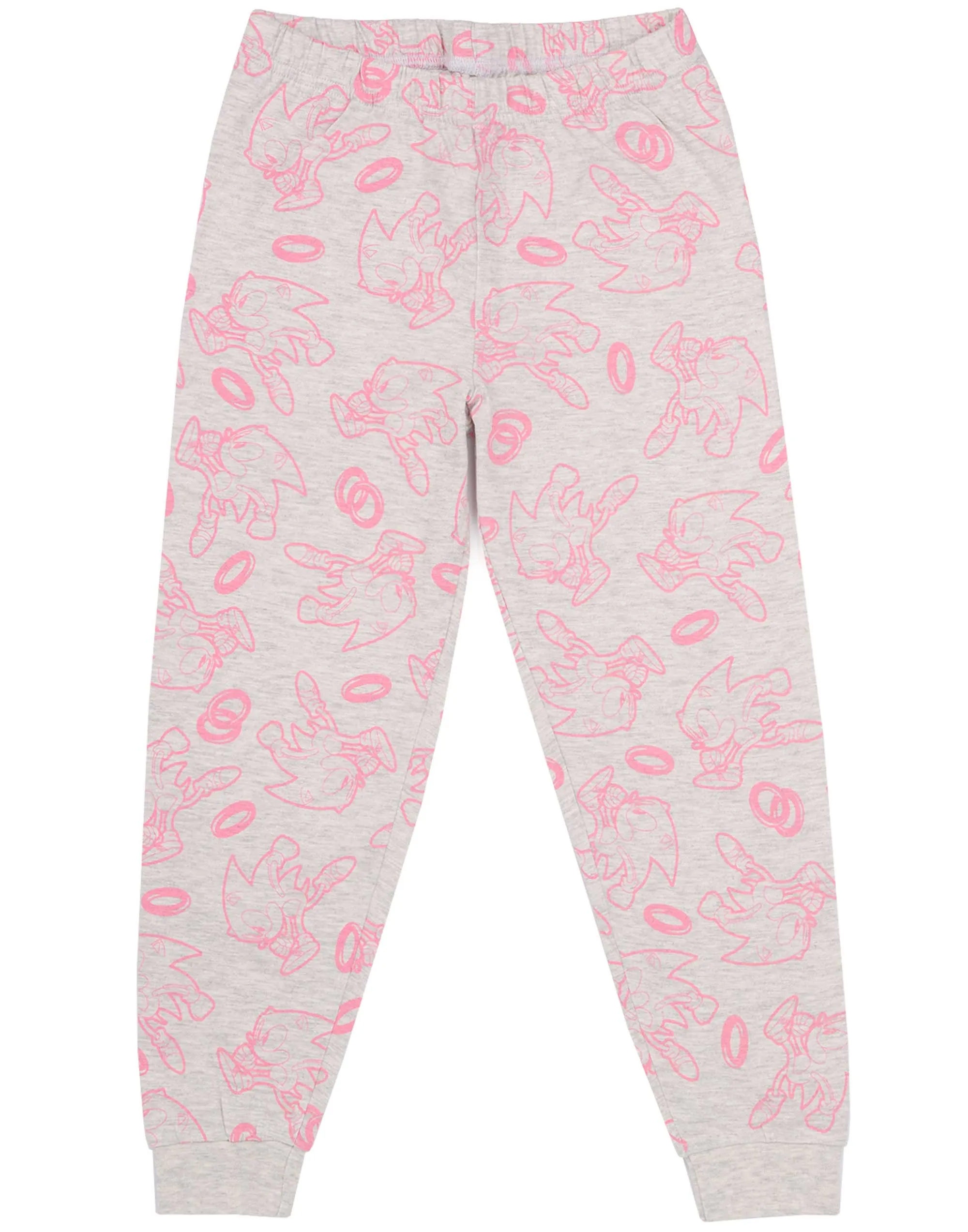 Sonic the Hedgehog Multi-Character Placement & All-Over Print Girls Pink Short Sleeve Long Leg Pyjama Set