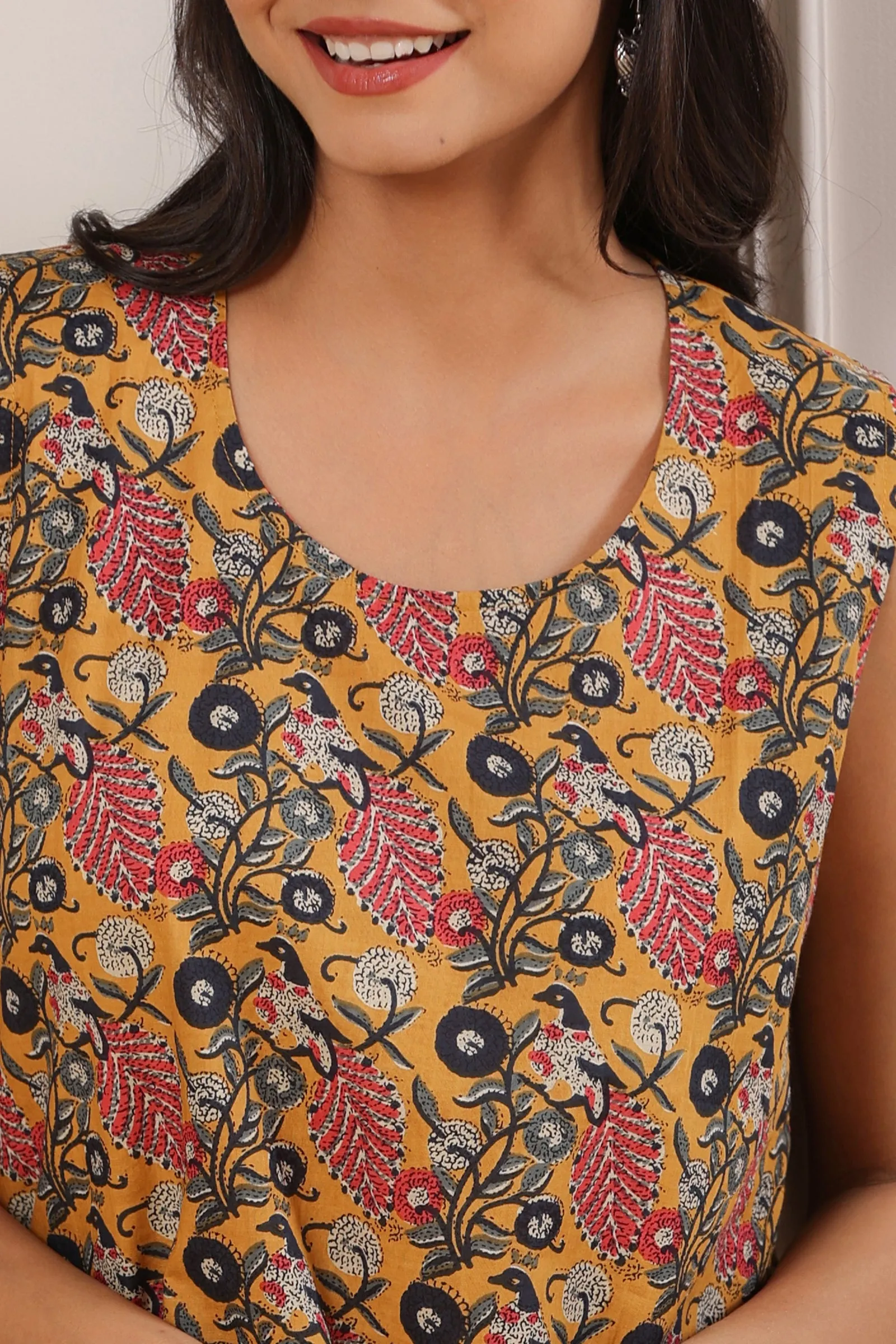 Sukoon Tales Mustard Cotton Short Night Suit Set