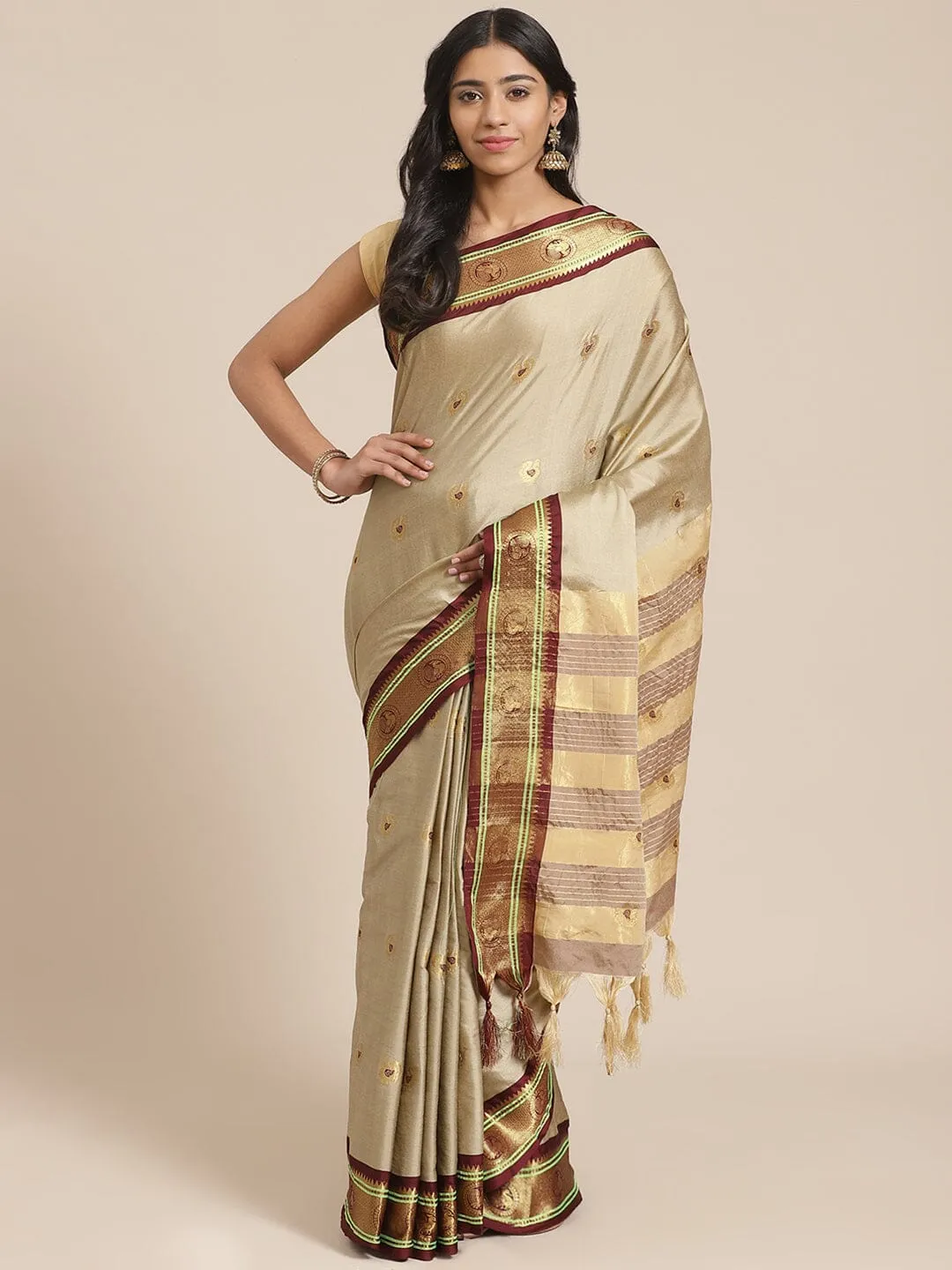 SVB Saree Chicku And Brown Cotton Saree