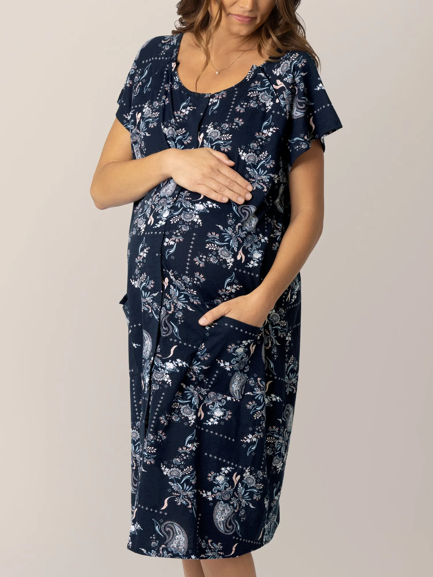 Universal Labor & Delivery Gown | Navy Paisley