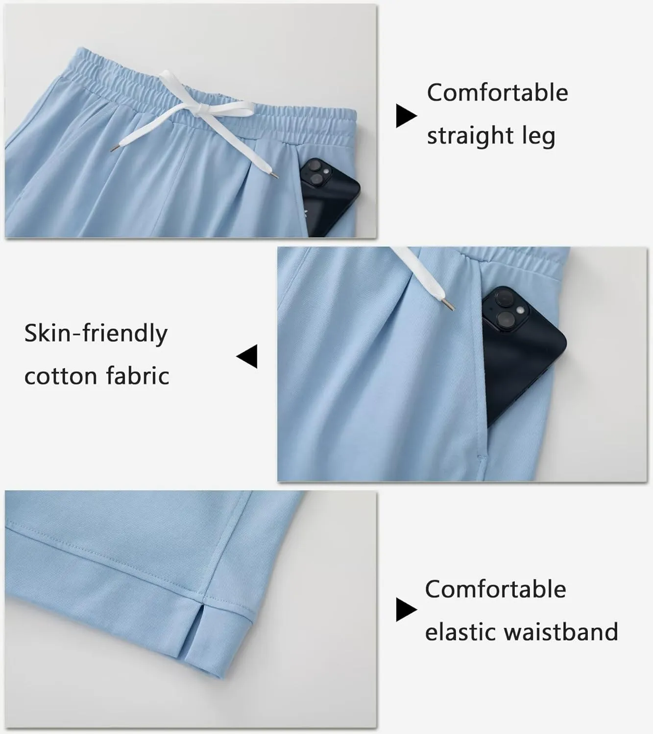 Vcansion Women's Casual Cotton Elastic Waist Drawstring Bermuda Shorts with Pockets