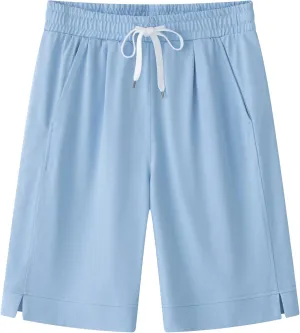 Vcansion Women's Casual Cotton Elastic Waist Drawstring Bermuda Shorts with Pockets