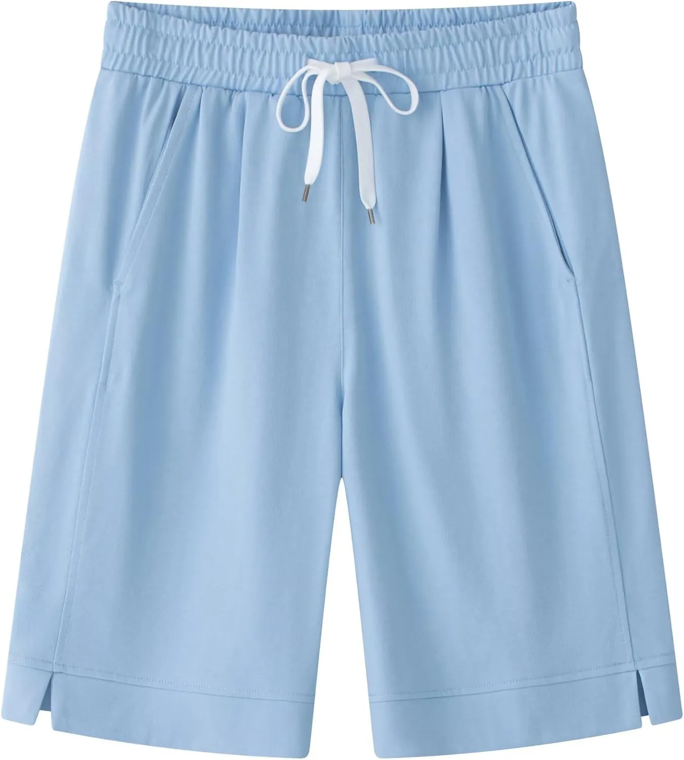 Vcansion Women's Casual Cotton Elastic Waist Drawstring Bermuda Shorts with Pockets