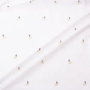White Superfine 'Gondola' Embroidered Cotton