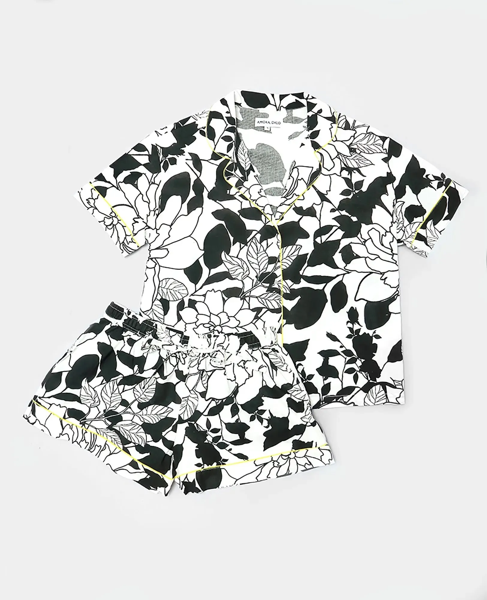 White/Black Havana Print Short Sleeve Pyjamas