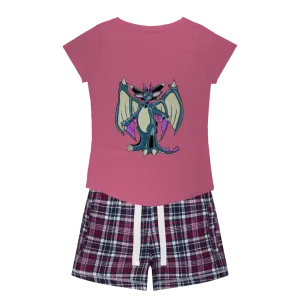 Wolbat Women's Sleepy Tee and Flannel Short