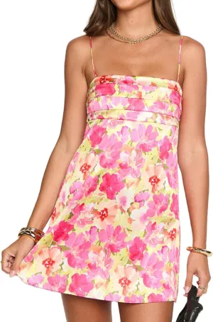 Women Floral Cami Mini Dress Boho Flowy Spaghetti Strap Vacation Short Dresses Y2k Loose Graphic Slip Sundress