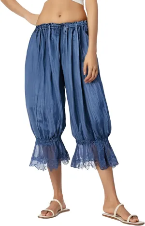 Women Lace Long Bloomers Pants Elastic Waist Y2k Ruffle Pettipants Slip Cute Pantaloons Pumpkin Pants