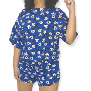 Women Pajama Short - (Oversized) - Blue