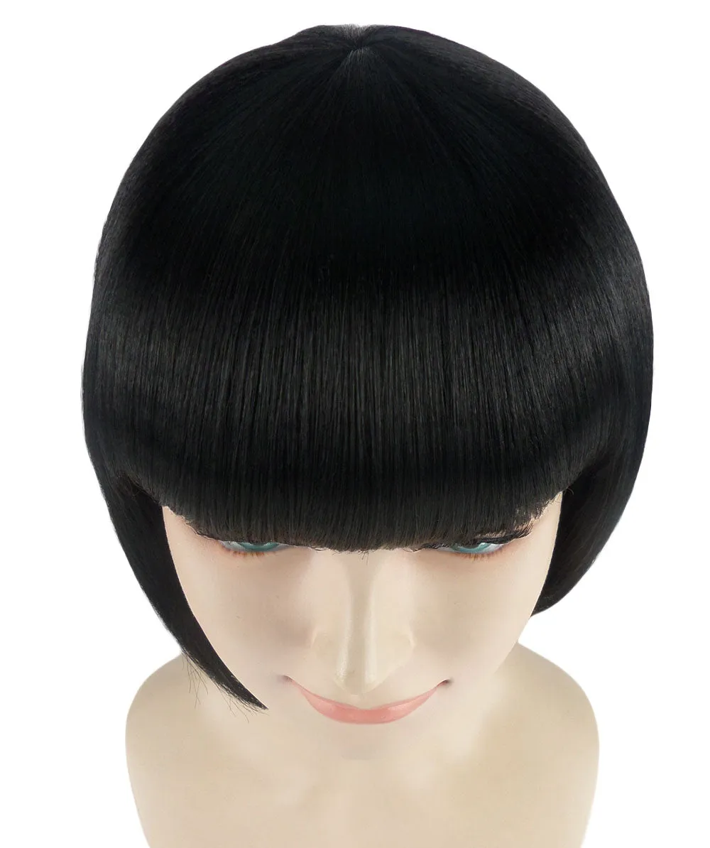 Womens Short Black Bob Wig | Party Ready Fancy Cosplay Halloween Wig | Premium Breathable Capless Cap