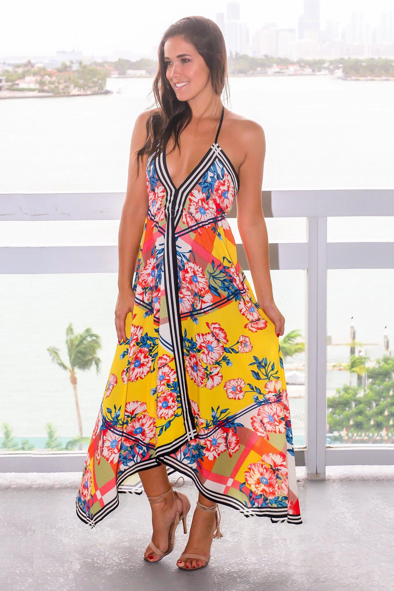 Yellow Floral Printed Dress